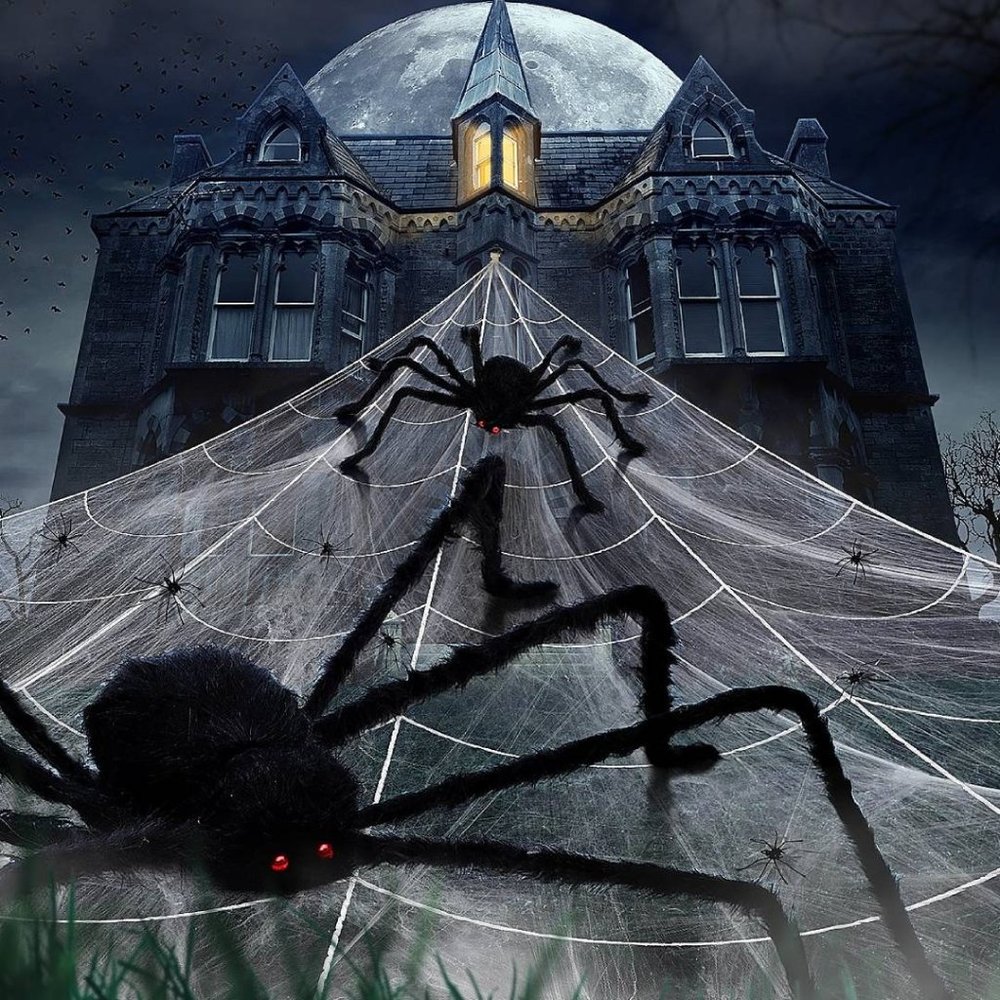 Huge Halloween Spider Web House Decor Set